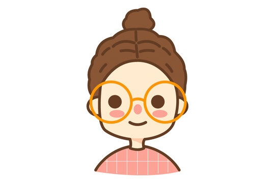 簡筆畫戴眼鏡小姑娘