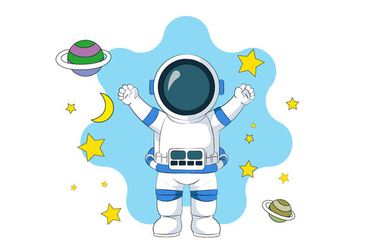 卡通太空人宇航員插畫繪本素材
