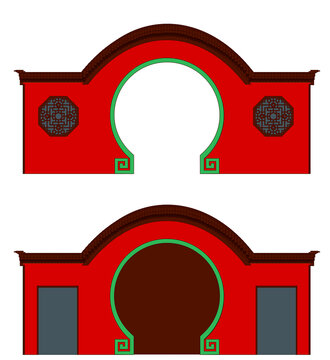 中式拱門(mén)門(mén)洞門(mén)頭設(shè)計(jì)矢量