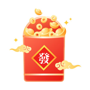 紅包金元寶和祥云圖案