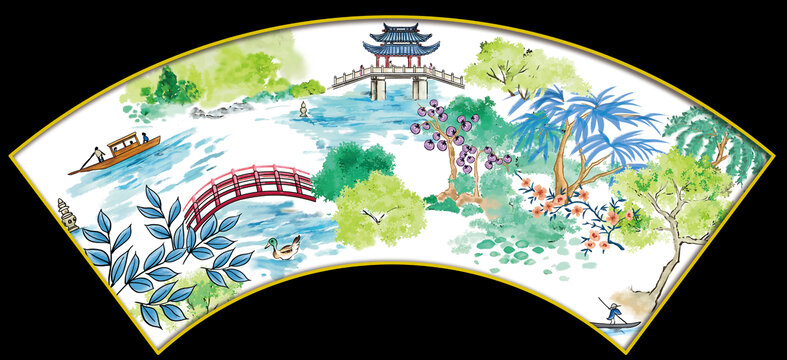 陶瓷花紙手繪園林