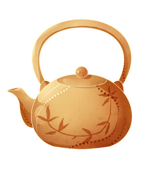 茶壺茶葉國潮國風(fēng)水彩插畫