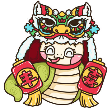 蛇年國(guó)潮舞獅紅燈籠