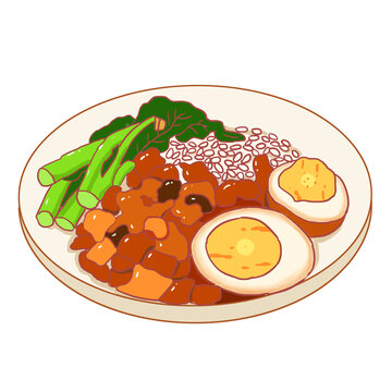手繪卡通鹵肉飯免摳元素