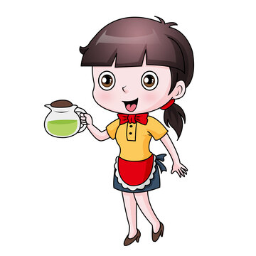 茶水服務(wù)員卡通