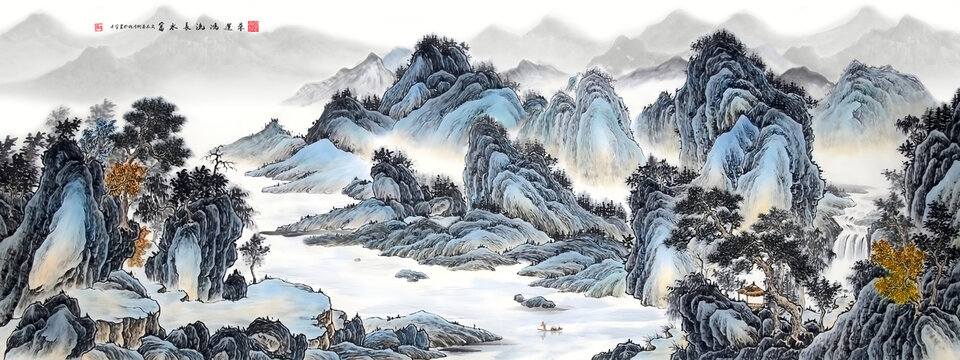 仿古山水畫