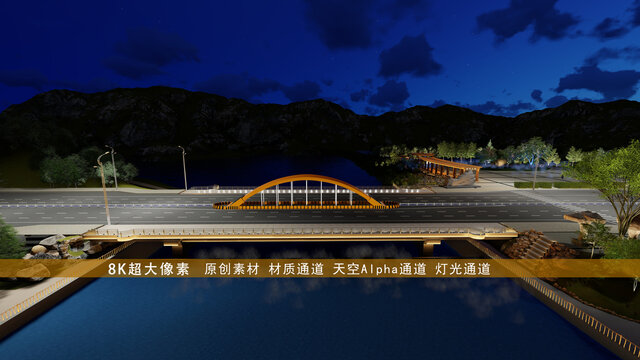 橋面亮化鳥(niǎo)瞰夜景