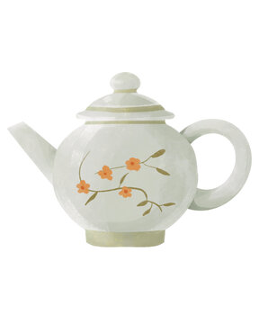 茶壺茶葉國潮國風(fēng)水彩插畫