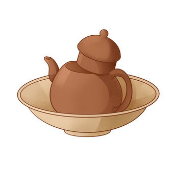 茶壺茶葉國(guó)潮國(guó)風(fēng)插畫