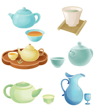 茶壺茶葉國潮國風插畫