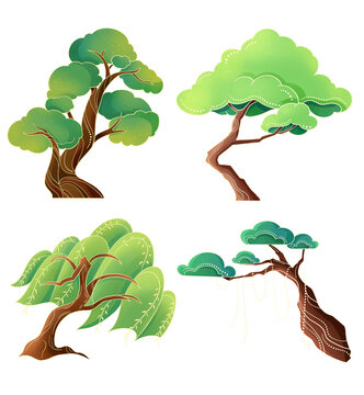 中式國(guó)潮樹插畫