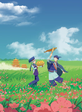 少數(shù)民族舞蹈插畫