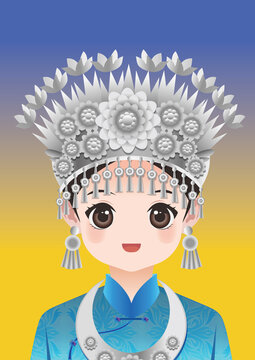 矢量苗族女孩