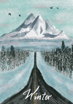 冬日公路雪山