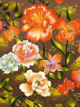 花系列描邊工筆美麗花卉