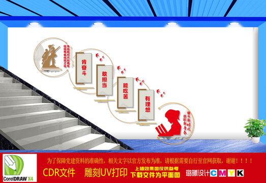 爭做新時(shí)代好青年樓梯文化墻