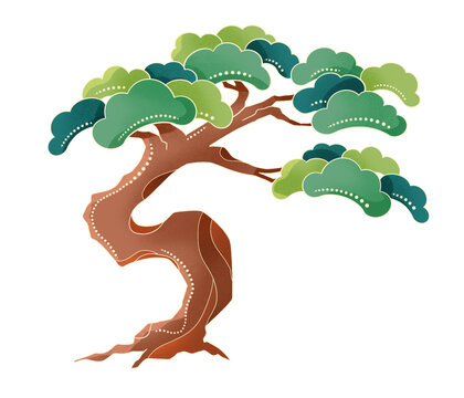 中式國(guó)潮樹(shù)插畫(huà)