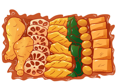 卡通鹵味鹵菜國潮風(fēng)川味插畫