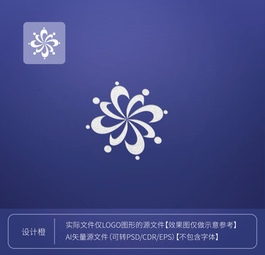 中式粗線條logo花形矢量