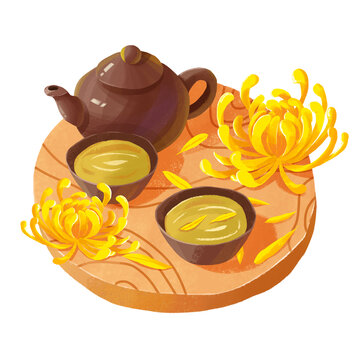 重陽節(jié)喝茶賞菊花