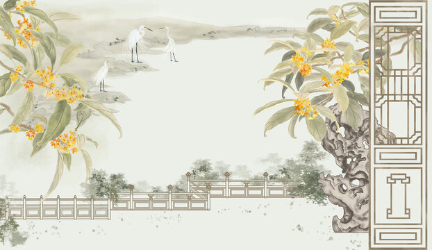 桂香滿庭國(guó)畫