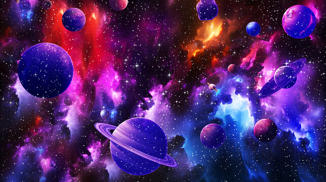 五彩斑斕宇宙星空星云星球