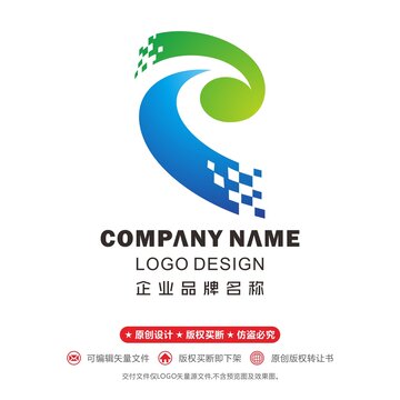 鷹logo海浪字母p