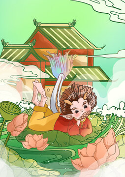 龍生九子螭吻古代神獸國潮插畫