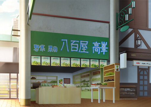 寫實蔬果檔場景建筑
