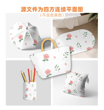 手繪紅花印花圖案