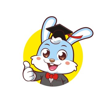 卡通可愛小兔博士頭像矢量圖