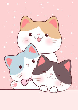 3只小貓插畫