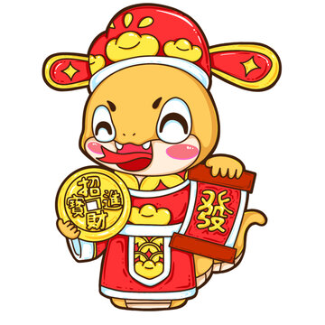 2025蛇年財神發(fā)財國潮插畫