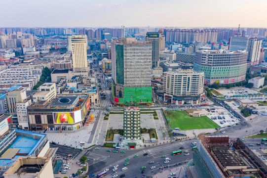 航拍鄭州二七廣場地標鄭州二七塔