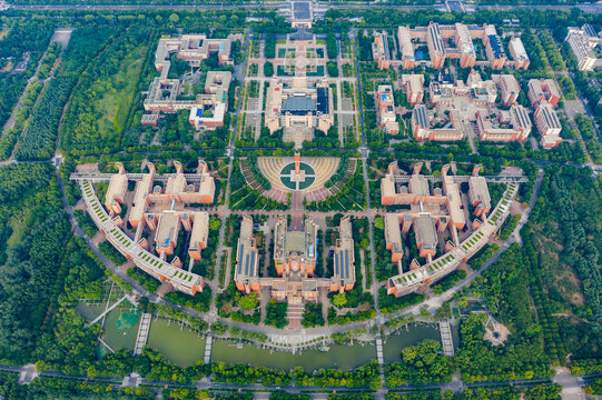 航拍大學城鄭州大學高校校園建筑