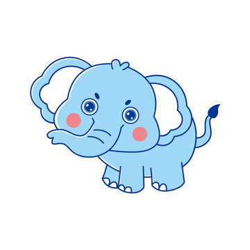 可愛卡通歪頭小象矢量插畫