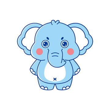 可愛卡通站立小象矢量插畫