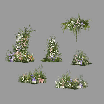 粉紫色綠婚禮花藝素材