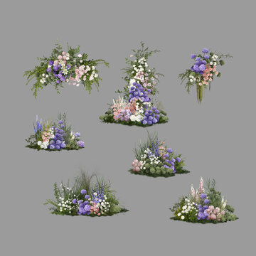 粉紫色綠色婚禮花藝素材
