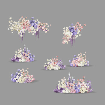 白粉紫婚禮花藝素材