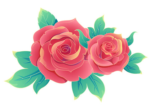 玫瑰花矢量卡通國(guó)潮插畫