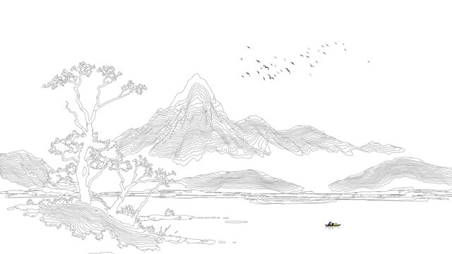 線條山水畫