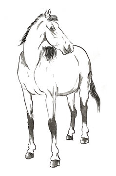水墨馬