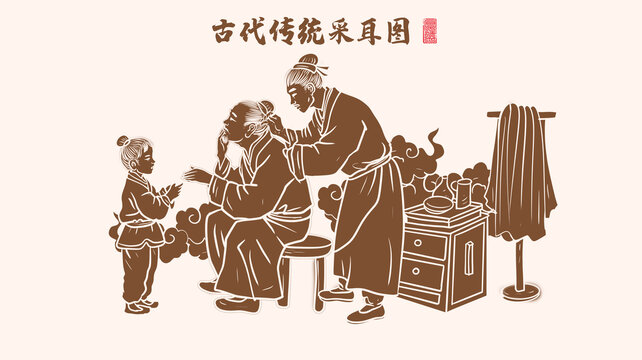 采耳線描圖