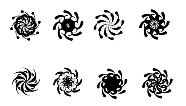 矢量花朵圖標黑白剪影插圖