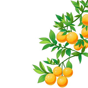 橙子樹枝插畫