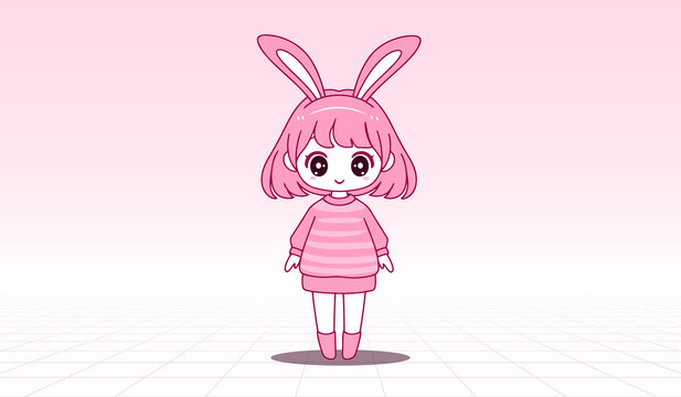 卡哇伊小女孩吉祥物
