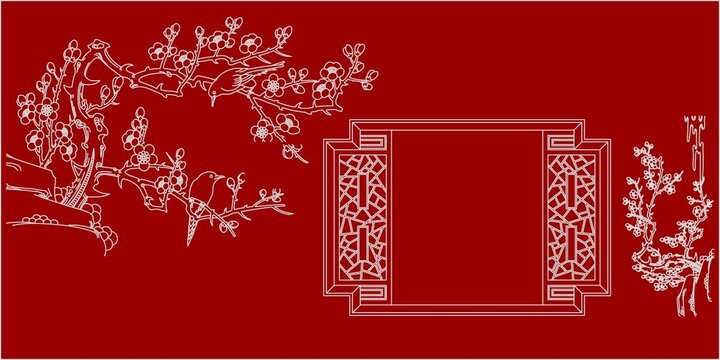 漏窗外寒梅開(kāi)放