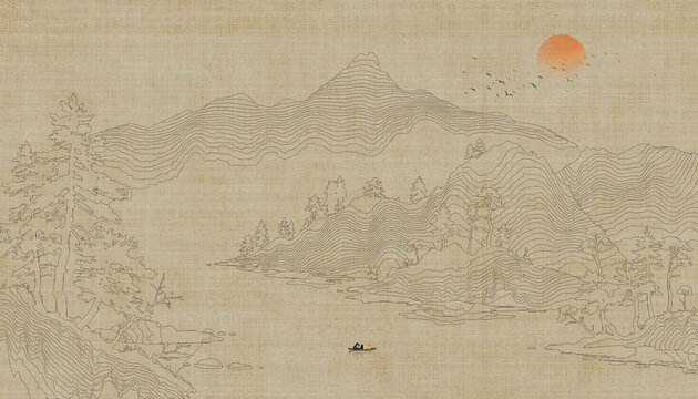 線條山水畫