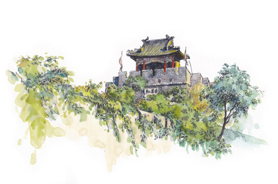 天津黃崖關(guān)長(zhǎng)城水彩